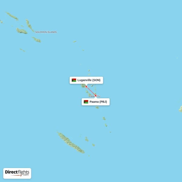 Paama - Luganville direct flight map