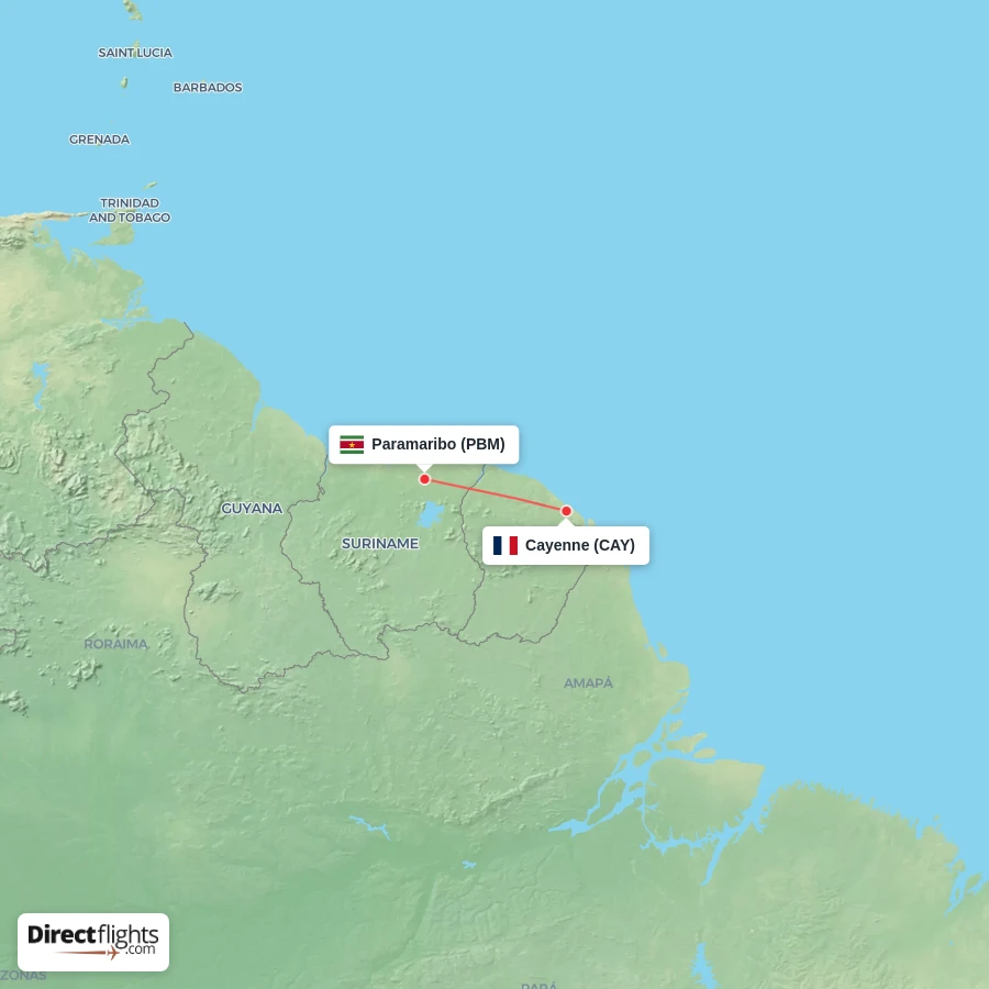 PBM - CAY route map
