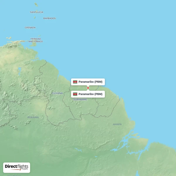 Paramaribo - Paramaribo direct flight map