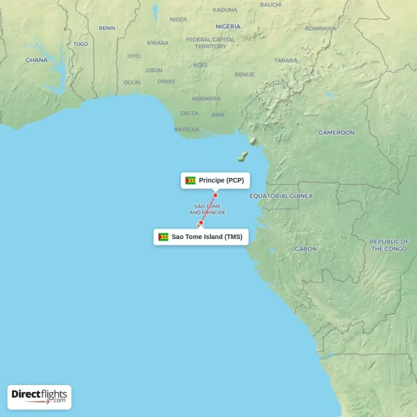 Principe - Sao Tome Island direct flight map