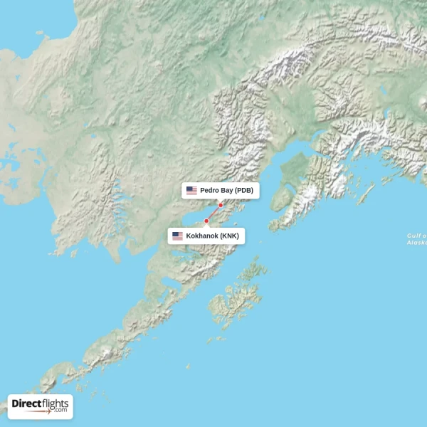 Pedro Bay - Kokhanok direct flight map