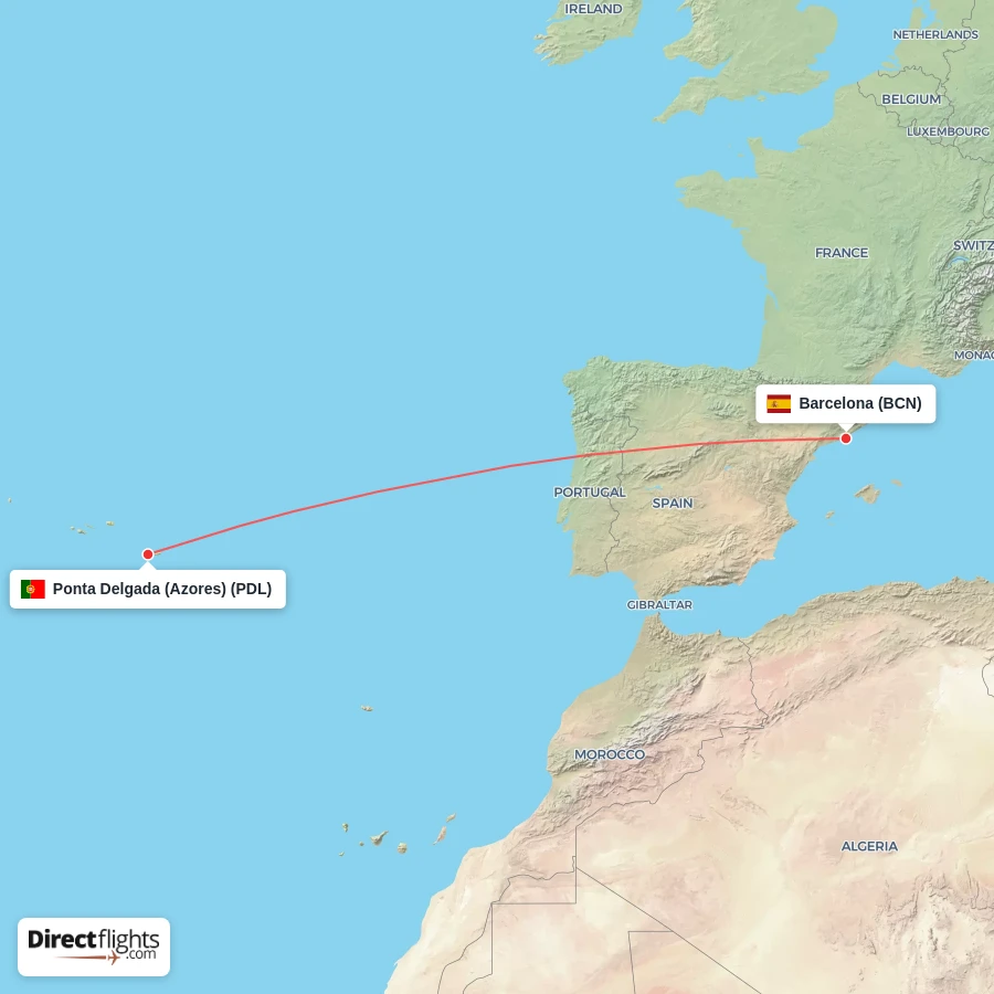PDL - BCN route map