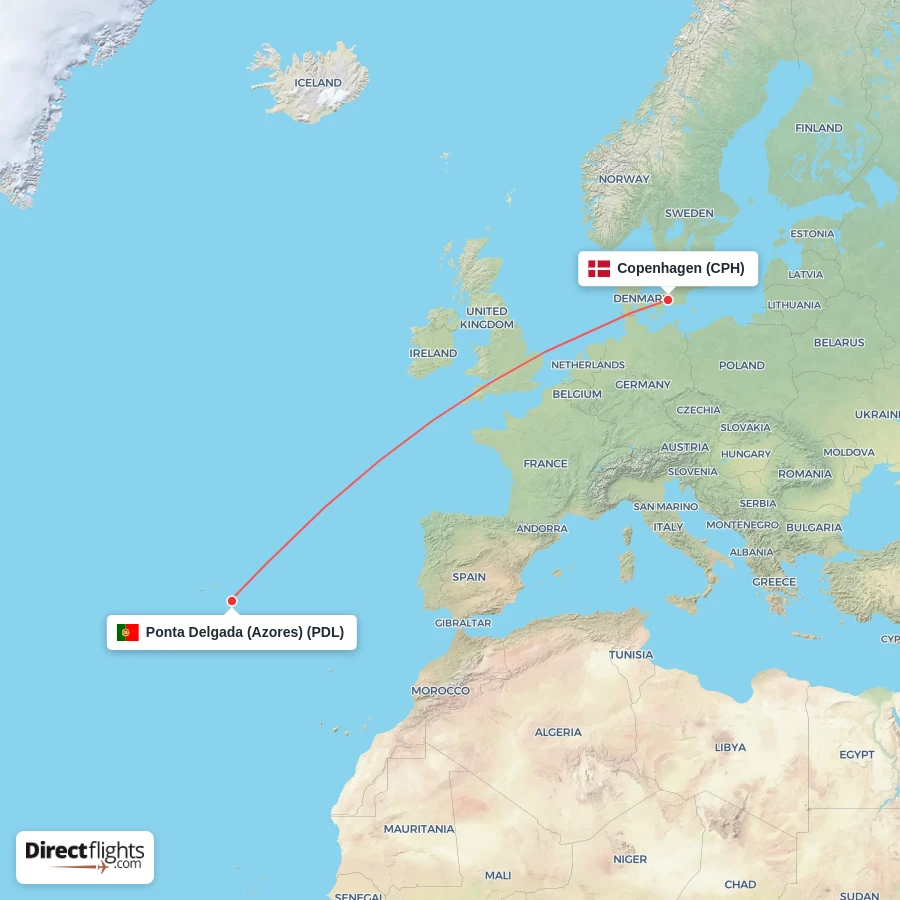 PDL - CPH route map