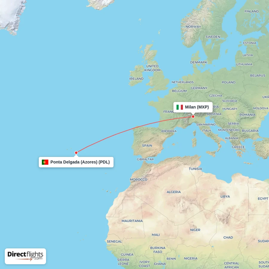 PDL - MXP route map