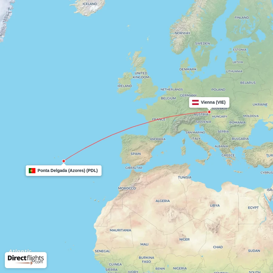 PDL - VIE route map