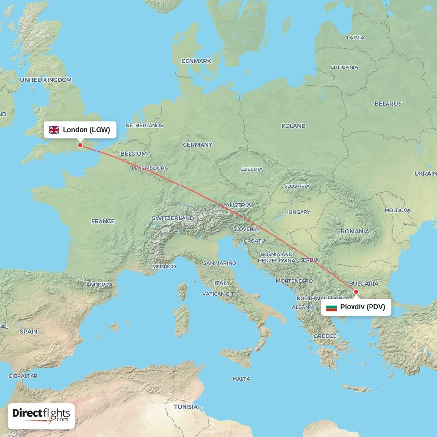 PDV - LGW route map