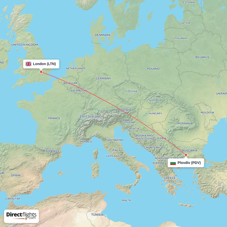PDV - LTN route map