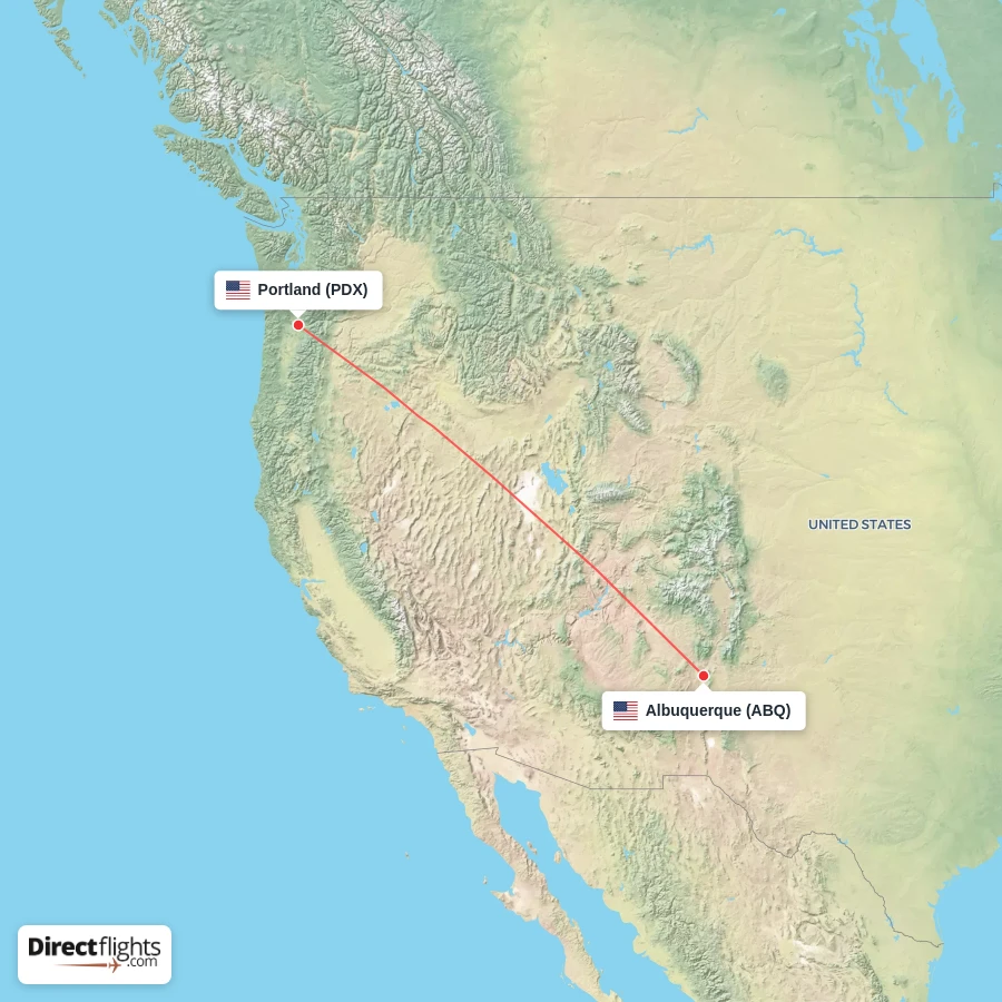 PDX - ABQ route map