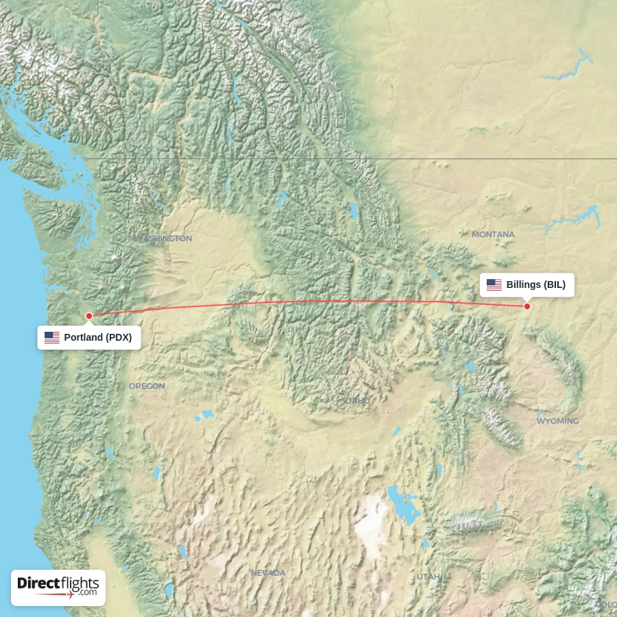 PDX - BIL route map