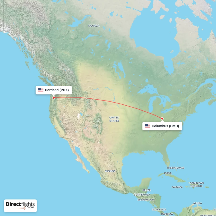 PDX - CMH route map