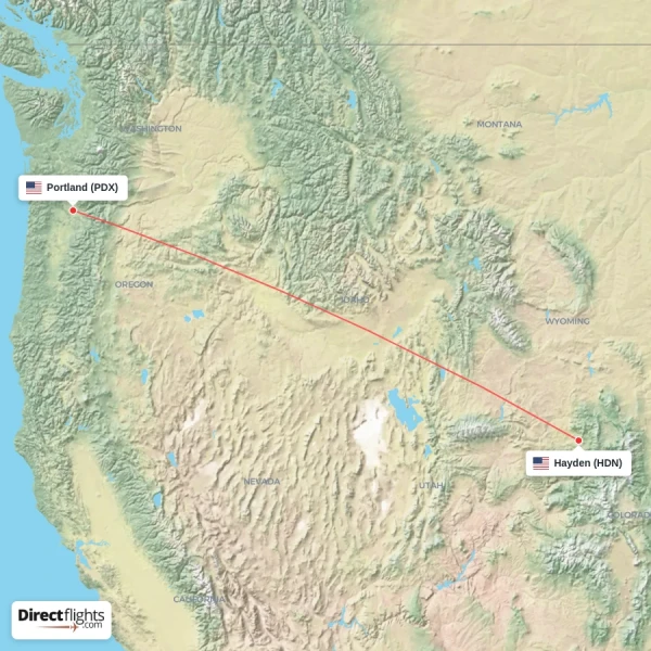 Portland - Hayden direct flight map