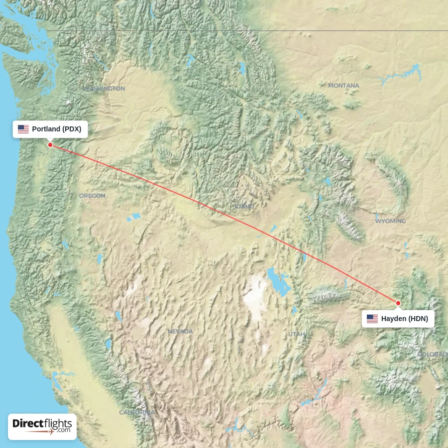 PDX - HDN route map