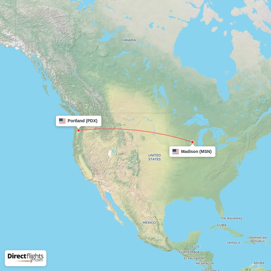 PDX - MSN route map