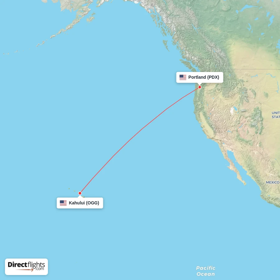 PDX - OGG route map