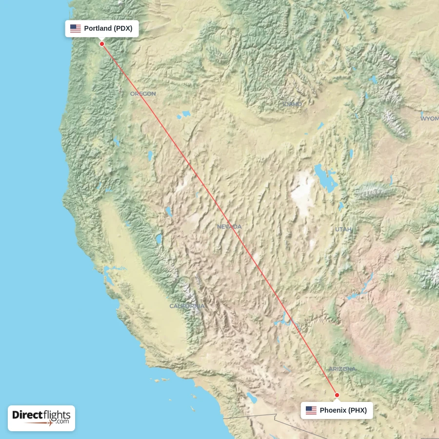 PDX - PHX route map