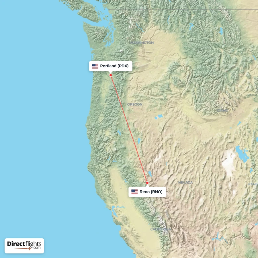PDX - RNO route map