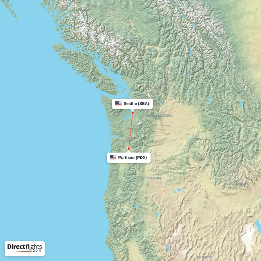 PDX - SEA route map