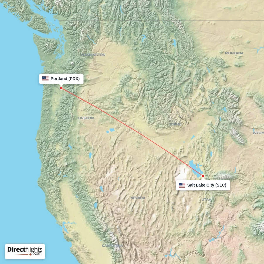 PDX - SLC route map