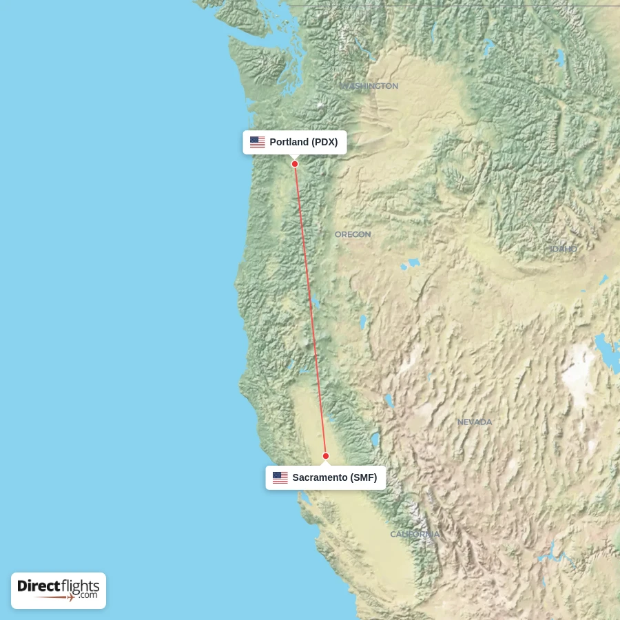 PDX - SMF route map