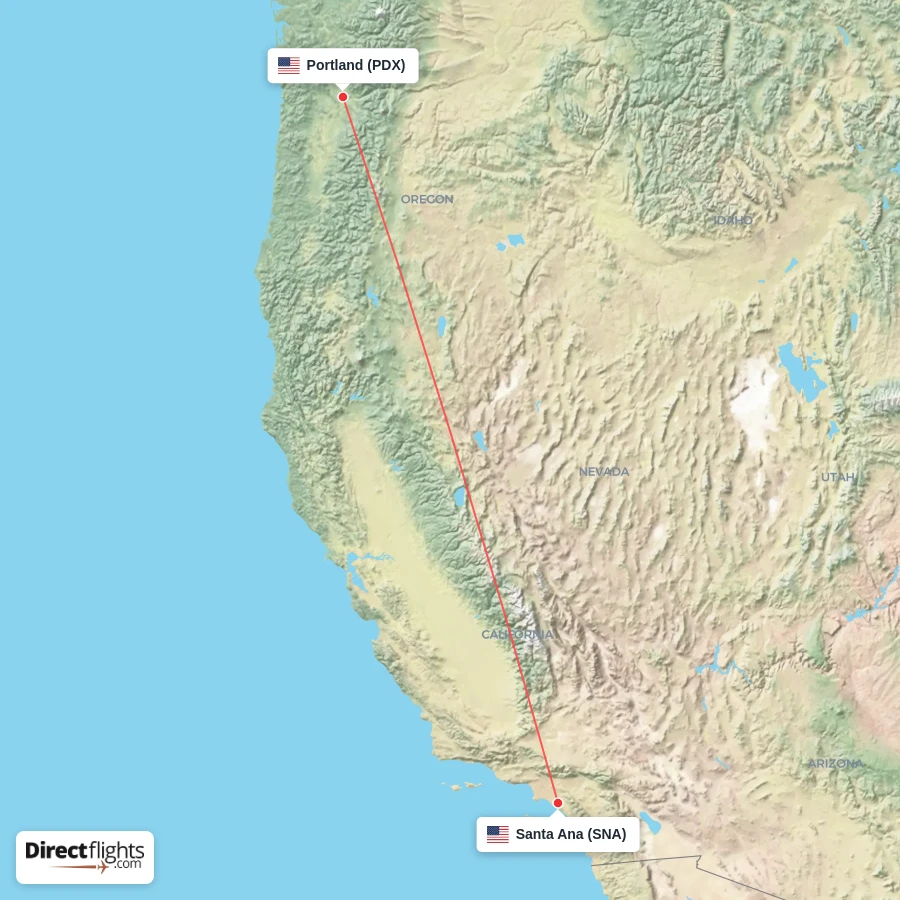 PDX - SNA route map