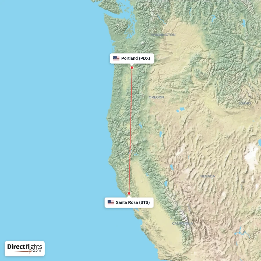 PDX - STS route map