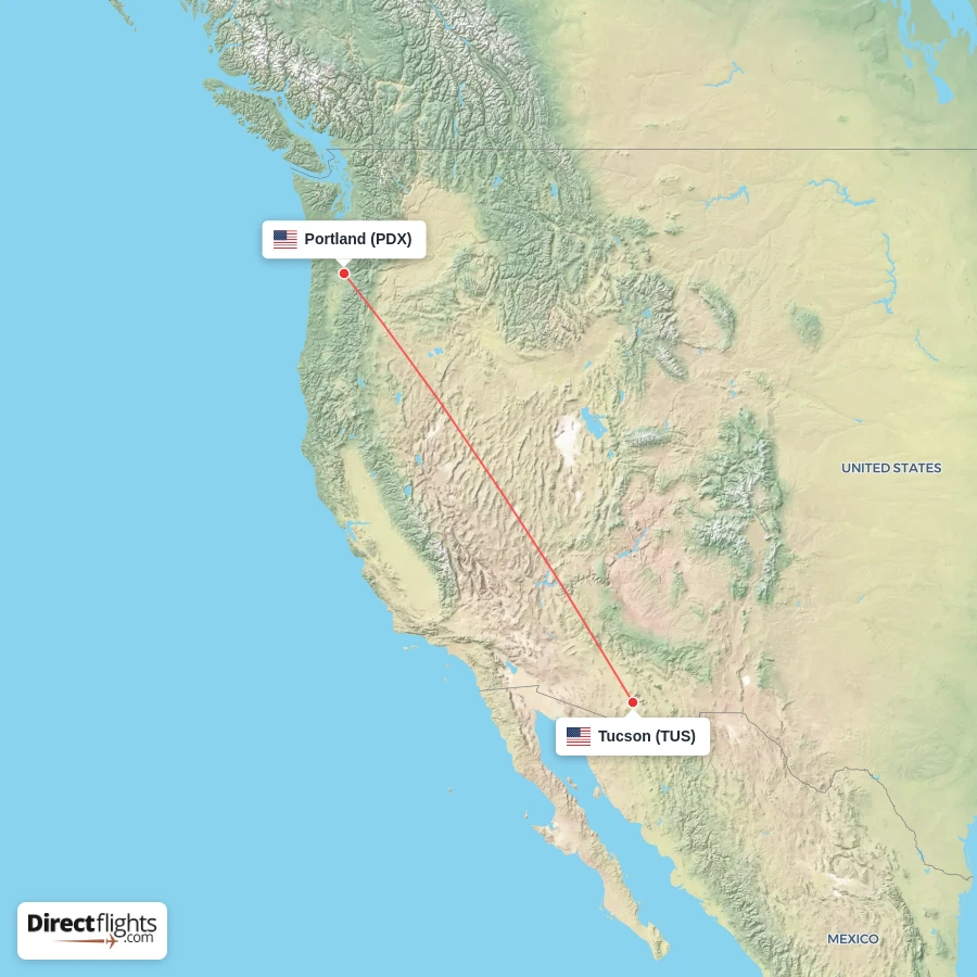 PDX - TUS route map