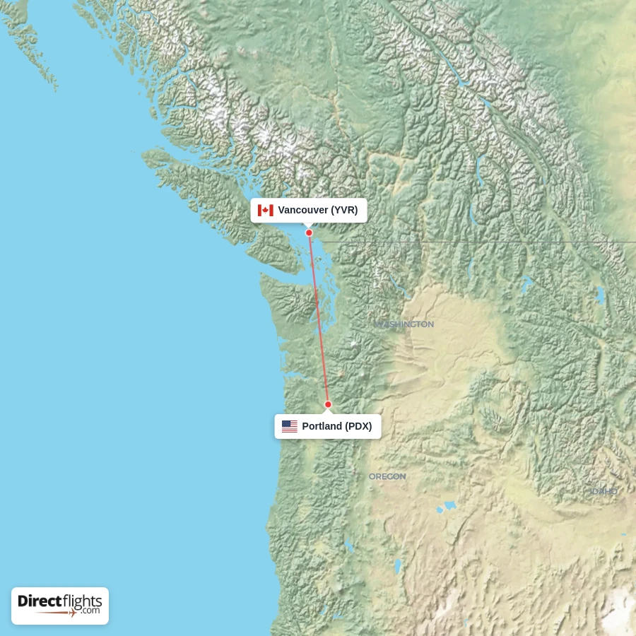 PDX - YVR route map