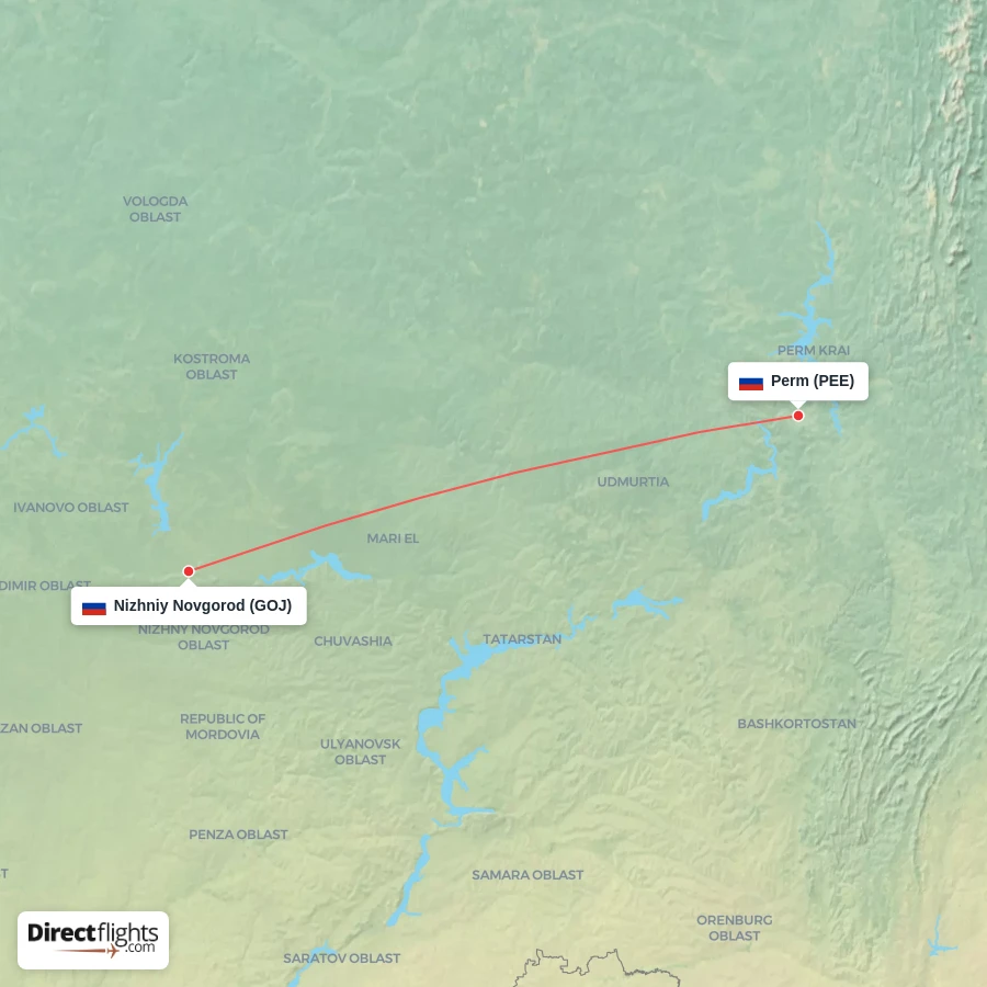 PEE - GOJ route map