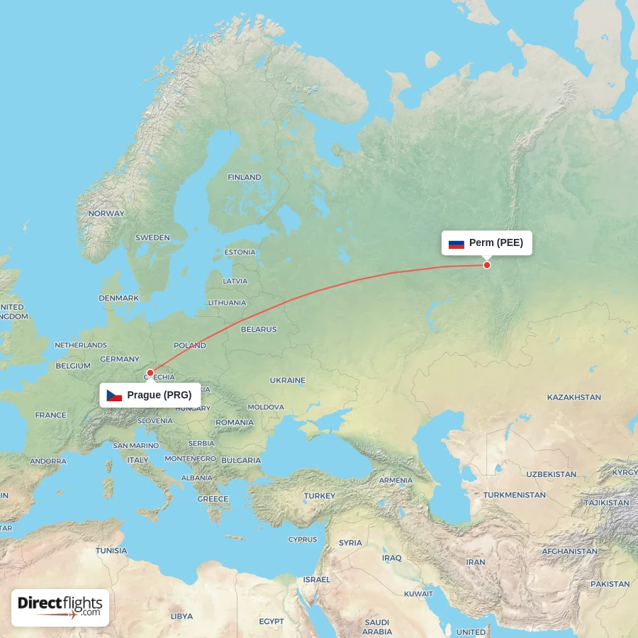 PEE - PRG route map