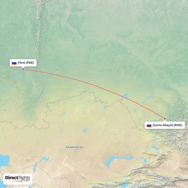 Perm - Gorno-Altaysk direct flight map