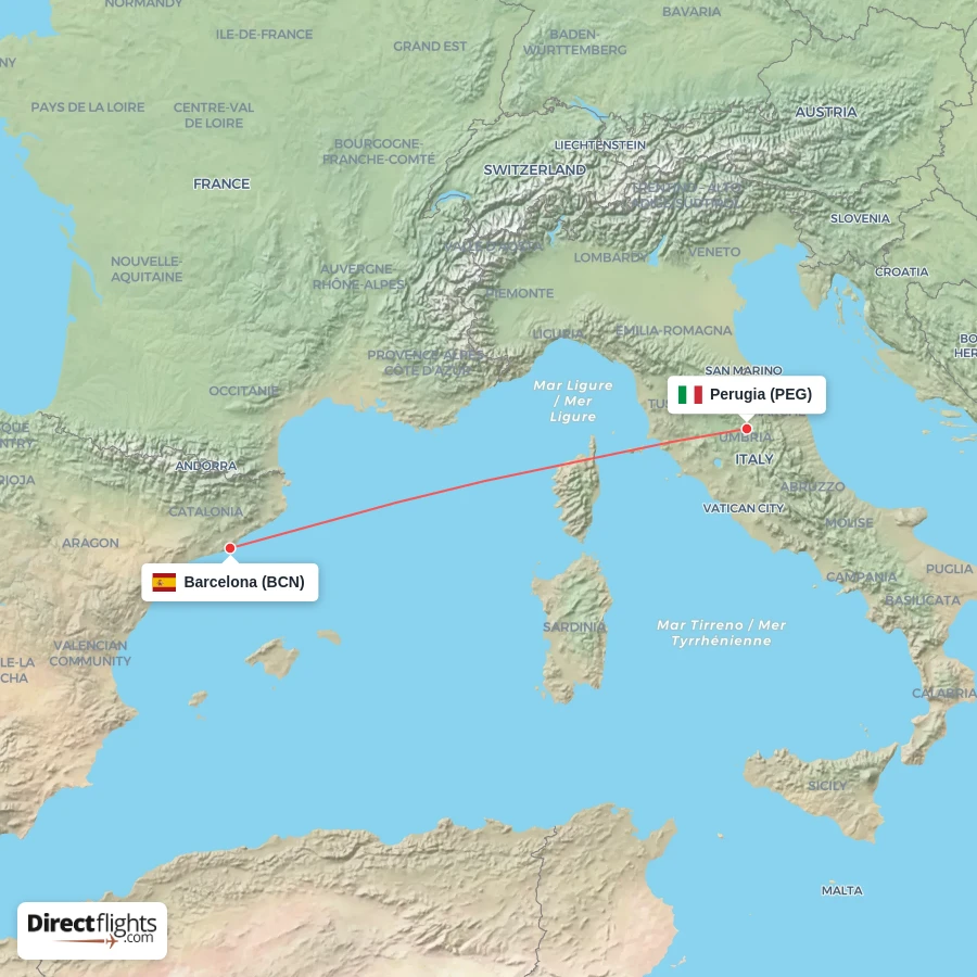 PEG - BCN route map