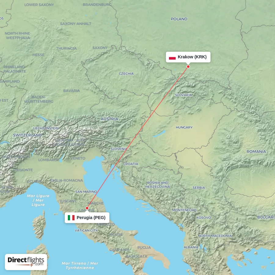 PEG - KRK route map