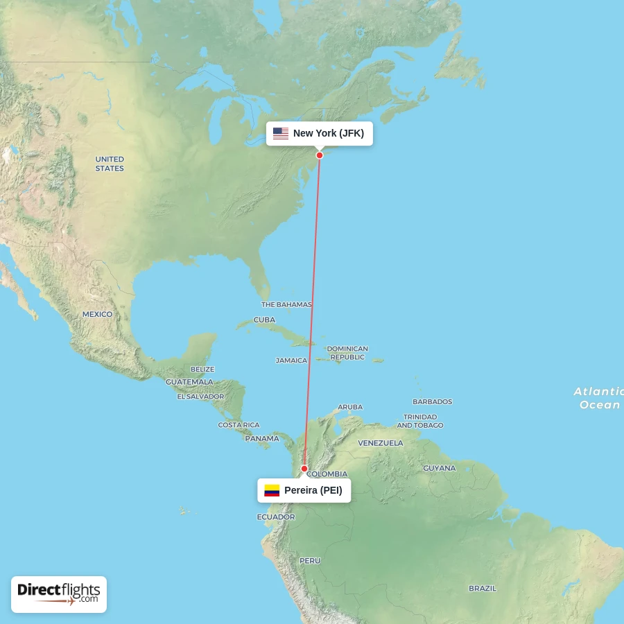 PEI - JFK route map