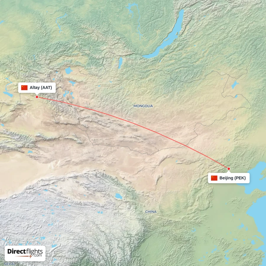 PEK - AAT route map