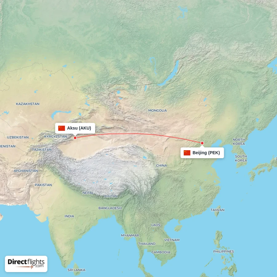 PEK - AKU route map