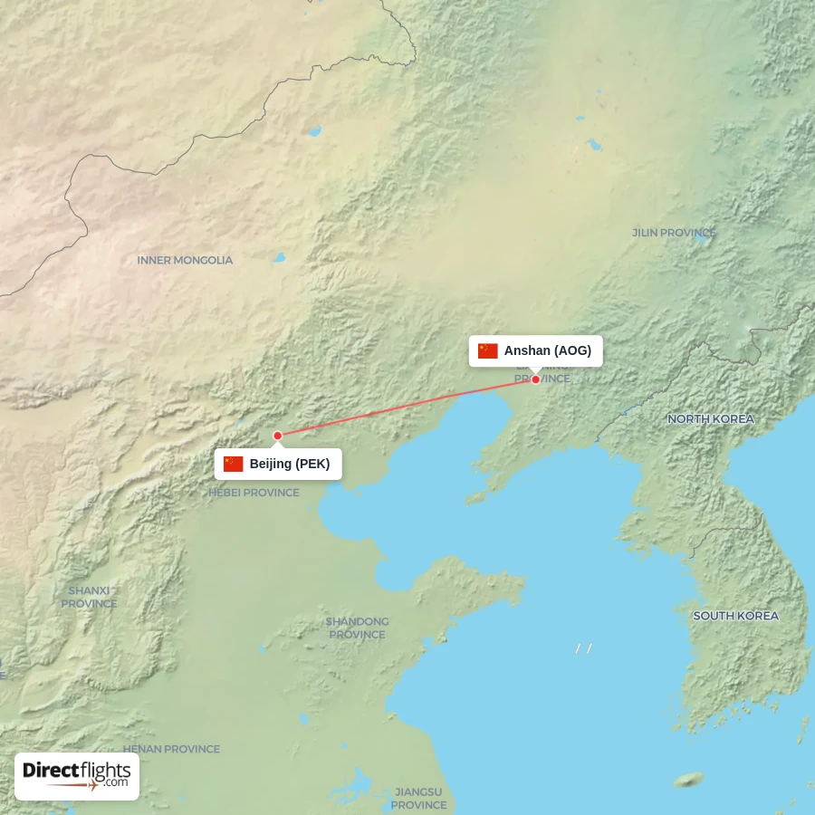 PEK - AOG route map