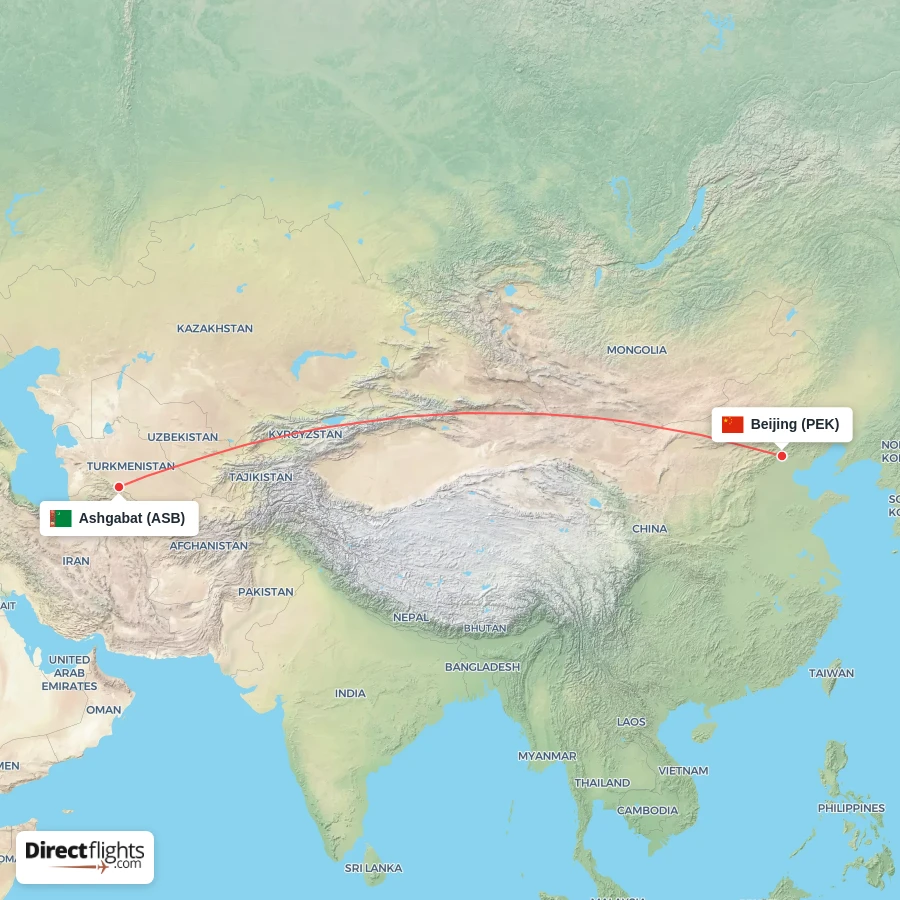 PEK - ASB route map