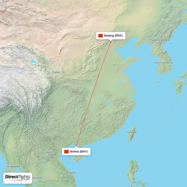 Beijing - Beihai direct flight map