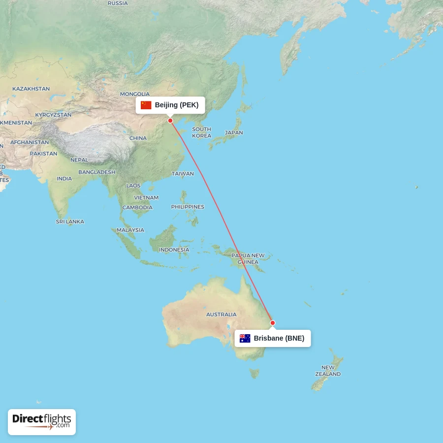 PEK - BNE route map