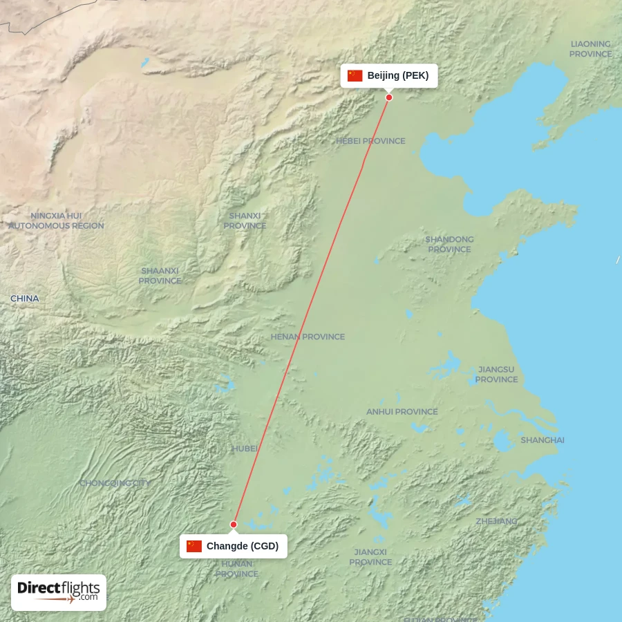 PEK - CGD route map