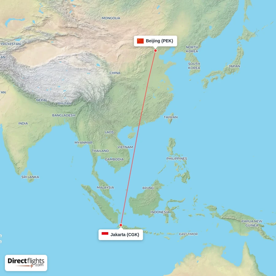 PEK - CGK route map