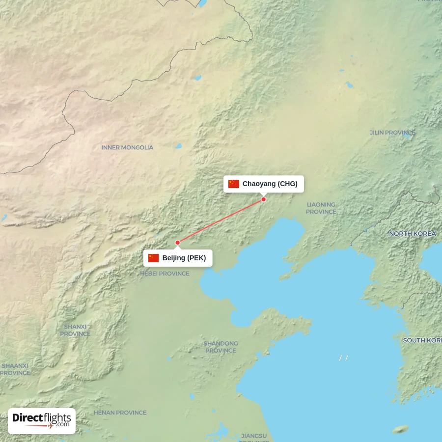PEK - CHG route map