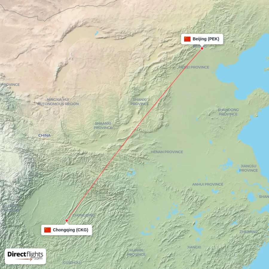 PEK - CKG route map