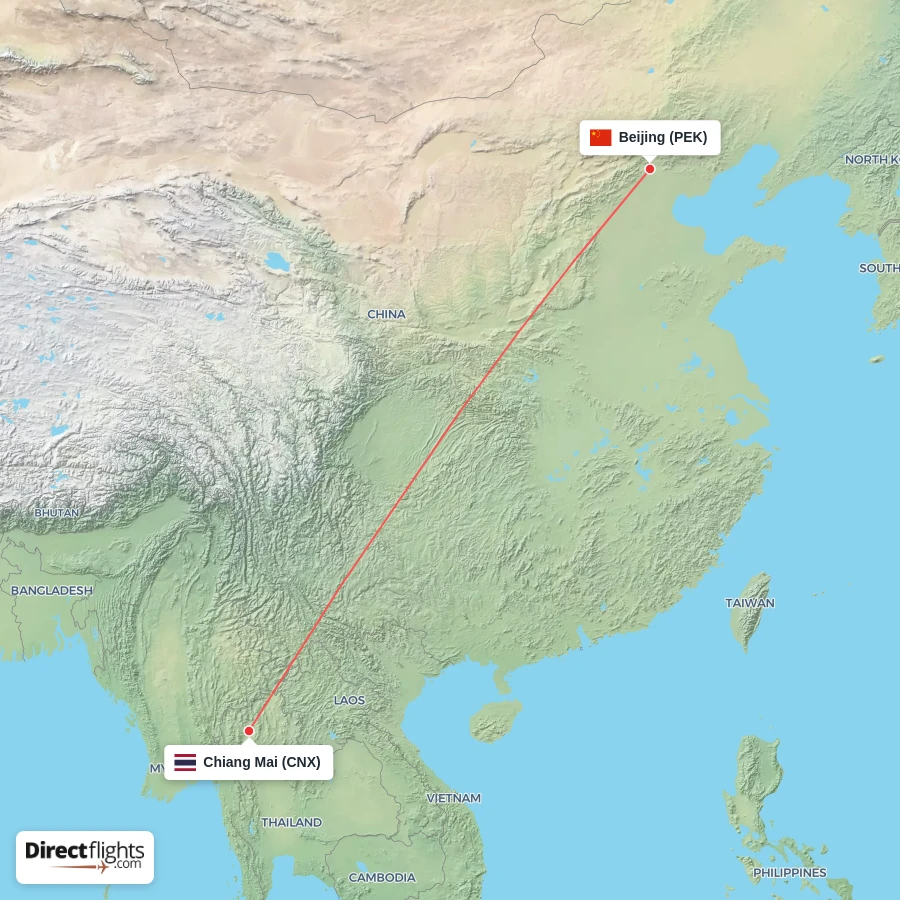 PEK - CNX route map
