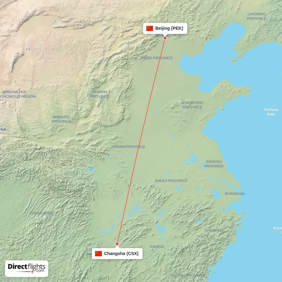 PEK - CSX route map