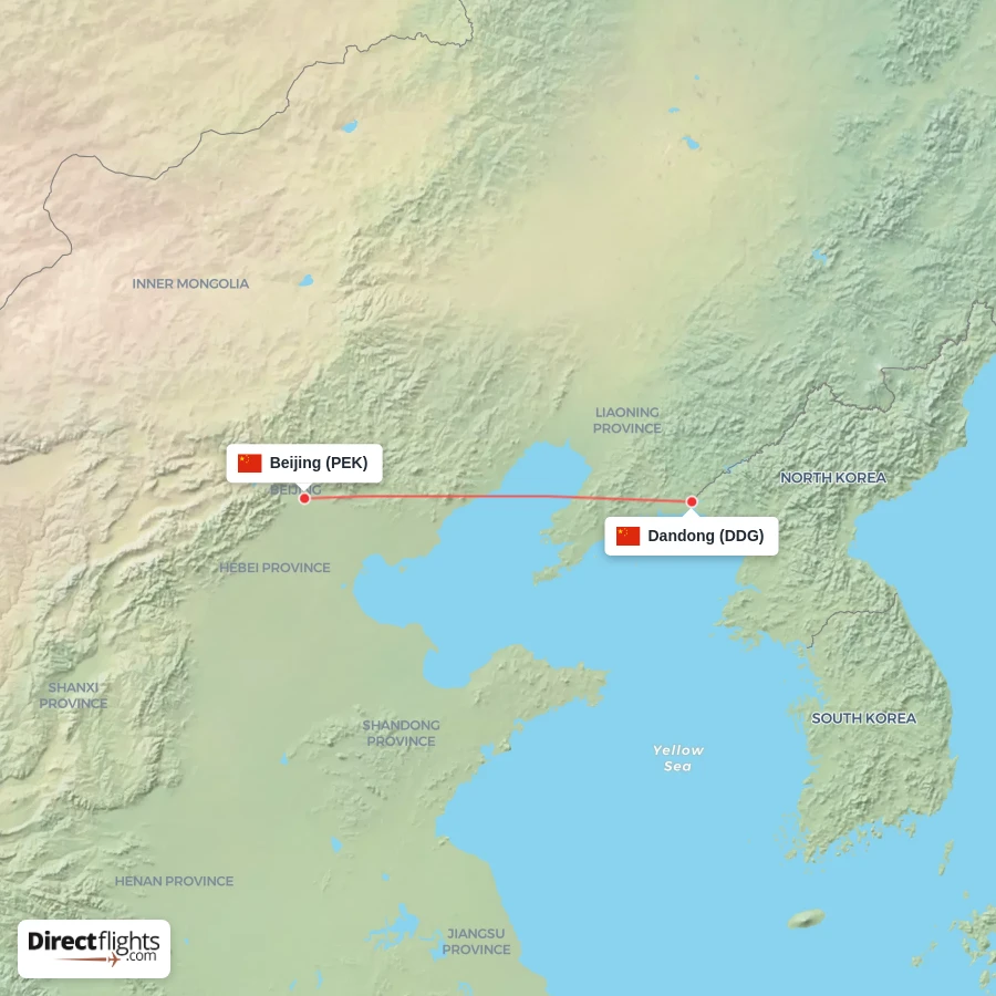 PEK - DDG route map