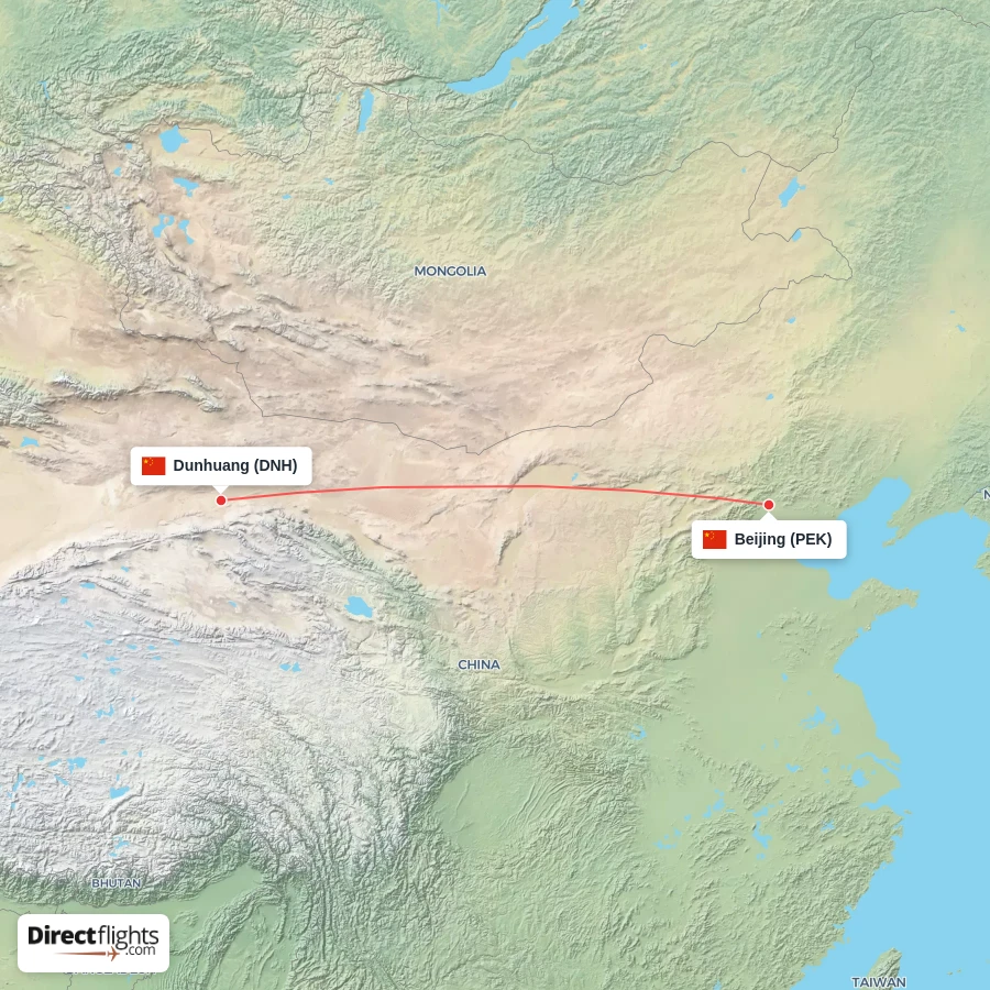 PEK - DNH route map