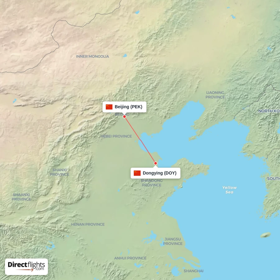 PEK - DOY route map