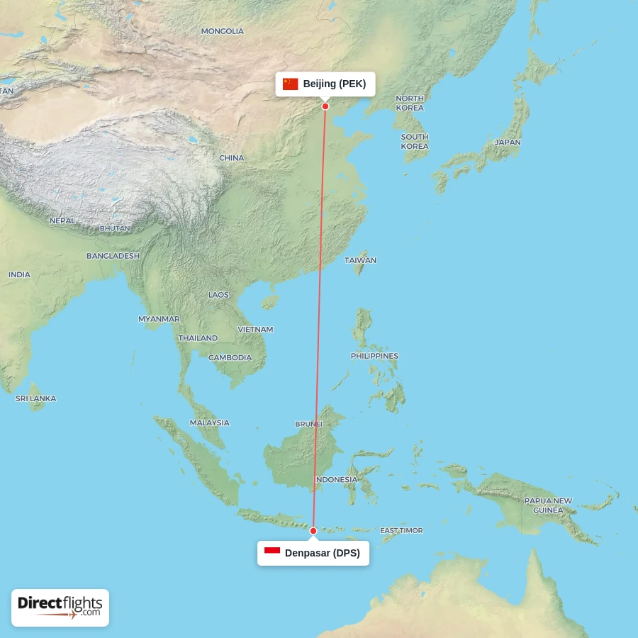 PEK - DPS route map
