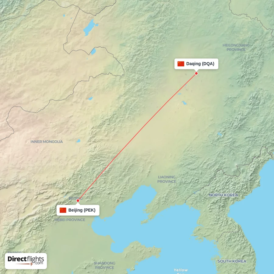 PEK - DQA route map